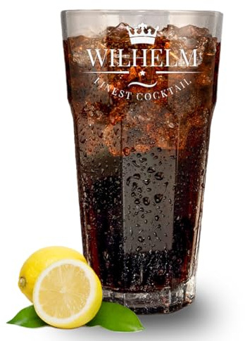 polar-effekt Cocktail Trinkglas 480 ml für Drinks mit Vintage Gravur - Spülmaschinenfestes Wasserglas mit Namen - Geschenk zum Geburtstag - Glas für Tequila Sunrise