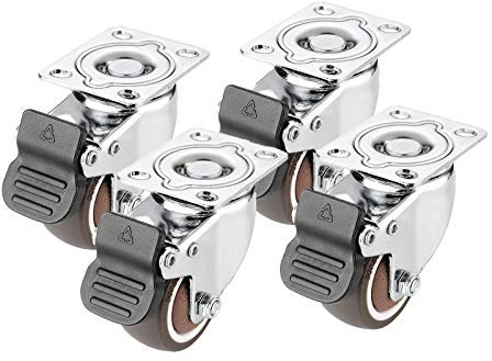 Ruedas giratorias resistentes de 4 ruedas para transporte con frenos, ruedas ultra silenciosas para palés, base para muebles de 1,5 pulgadas, ideal para mover muebles pesados