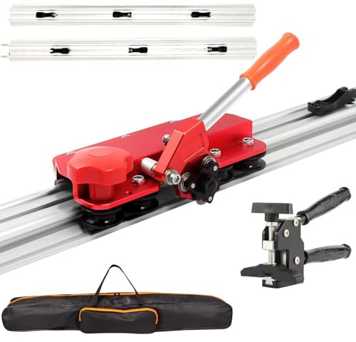 71 Manual Tile Cutter, Large Format Ceramic Tile Cutting Tool with Built-in Suction Cups & Tile Clamp, 3-Head Scoring Wheel System, for Up to 0.47-Inch Thick Tiles