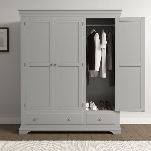Seconique Bordeaux 3 Door Wardrobe in Pebble Grey
