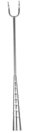 CATIEBYE Crochet en Acier Inoxydable Argenté and Manche Long Accessoire pour Cuisson de Viande en Extérieur pour Barbecue Double Crochet et Manche Long