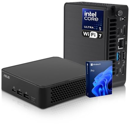 ASUS NUC 15 Pro Mini ordinateur de bureau, Intel 14-Core Ultra 5 225H, 16 Go DDR5, 1 To SSD, Wi-Fi 7, prend en charge 4 écrans 4K, Thunderbolt 4, HDMI, Bluetooth, Windows 11 Pro, noir, PC AI pour