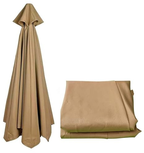 Auvent de rechange pour parasol de terrasse, tissu imperméable, durable, résistant au vent, housse de parasol de plage et de jardin, 350 cm, 8 baleines, couleur kaki