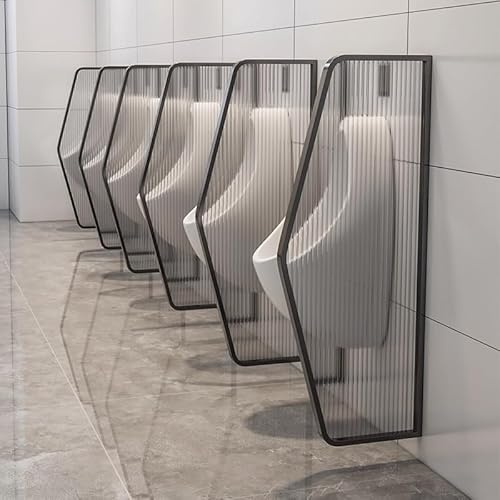 PP-Vic 2 Separadores Para Urinarios De Montaje En Pared, Separadores De Ambientes De Vidrio Templado, Mamparas De Privacidad Para Baños, Separadores De Ambientes De Acero Inoxidable,Negro