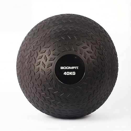 BOOMFIT Slam Ball Antirrebote 4-40 kg | Balón Medicinal de Caucho y Arena | Se queda clavada en el suelo al lanzar | Textura rugosa que agarra sin dañar las manos | Gama completa para progresar