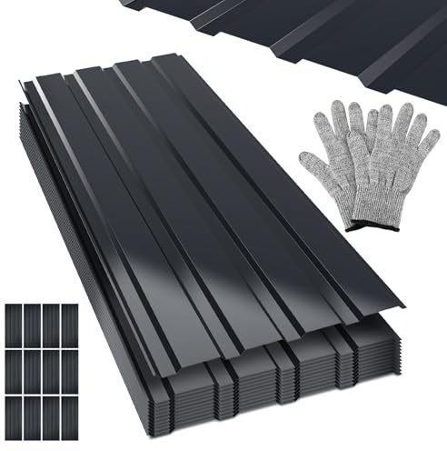 Sonnewelt Lot de 12 tôles de toit en acier galvanisé - Tôle trapézoïdale, tôle profilée (115 x 45 cm / 6 m²) - Épaisseur : 0,25 mm - Pour garage, carport, abri de jardin, anthracite