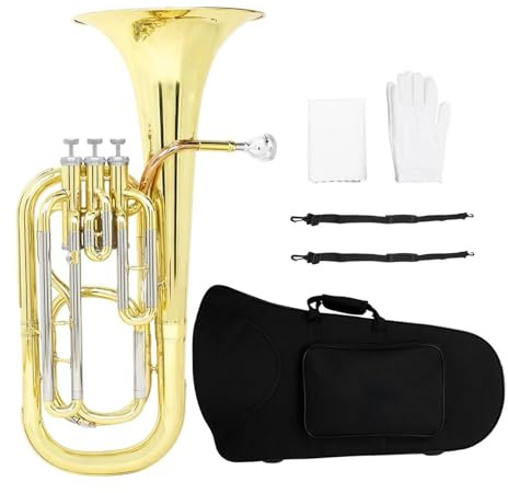 Bb Euphonium Bb Euphonium 3 Tasten Vertikales Tenorhorn Bariton Mit Kofferhandschuhen Messing Musikinstrumente
