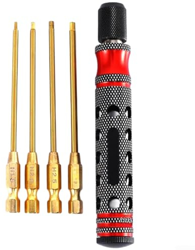 Juego de llaves hexagonales 4 en 1 para reparación de modelos con enchufes hexagonales internos de 1,5 mm, 2,0 mm, 2,5 mm, 3,0 mm y vástago de 6,35 mm para destornilladores estándar y herramientas