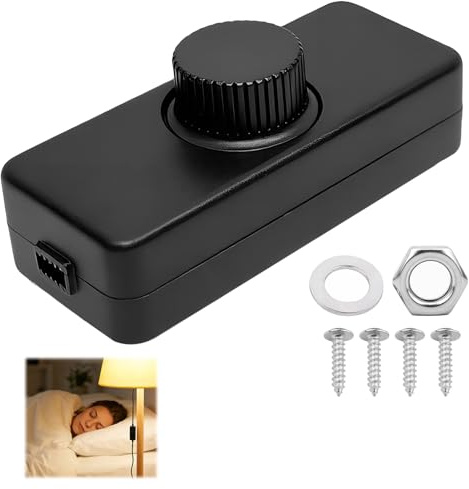 LED Dimmer Switch, Dimmer Light Switch with Trailing Edge Technology, Trailing Edge Dimmer Switc Lnline Lamp Switch for Table Lamps, Single Black Dimmer Switc for Adjustable Lighting Control