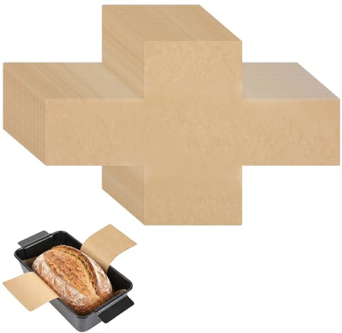 RAHHLIZS 50Pcs Baking Paper Parchment Paper Liners Unbleached Loaf Pan Liners for Bread Baking, 5''x 3.5'' Heat Resistant Original Precut Non Toxic