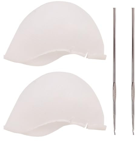 Cappucci per Tintura Chioma con Ago e Uncino, Set 2 Pezzi Bianco | Silicone e Ferro, Vestibilità Comoda, Facile da Usare e Lavare, per Colorazione e Effetti Luminosi