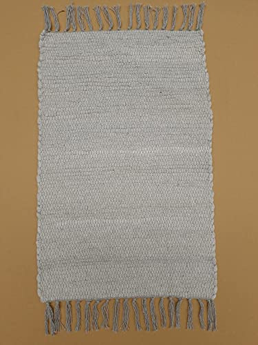 Kottig Fleckerl Handweb Teppich Fleckerlteppich Uni 70x140 Garmisch Flickenteppich Einfarbig (Grau)