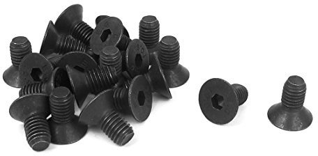 sourcing map 20 Stück M8 x 16mm Senkkopfschrauben Innensechskant Schwarz | Senkkopf Flachkopf Schrauben Senkschrauben