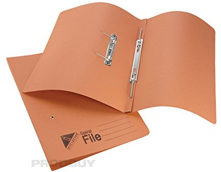 [25 Pack] Orange Foolscap Transfer Spring Files 285gsm 32mm Capacity