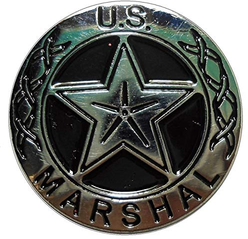 B4B Anstecknadel aus Emaille – US-Marschall Wild West Kopfgeldjäger 26 mm, silberfarben und schwarz