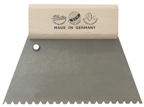 Dönges Zahnspachtel 180 mm, Zahnung B6, Zahnabstand 4,1 mm, Zahntiefe 3,6 mm, extra grob, mit Holzgriff, zum Auftrage von FLiesenkleber oder Spachtelmasse, auch für Leim und Klebstoffe