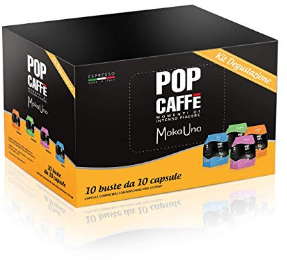 100 CAPSULE MOKA UNO MIX 4 MISCELE POP CAFFE' COMPATIBILI UNO SYSTEM