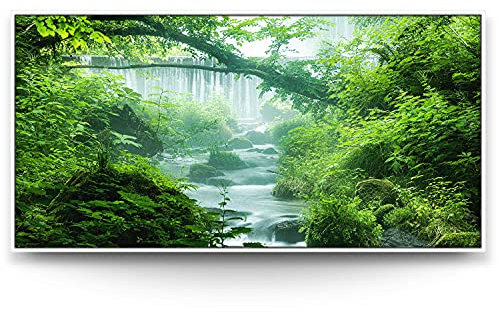 BilderKing Wandbild Wasserfall Kitanosawa Japan - 180cm x 90cm Leinwand auf 2cm Keilrahmen mit Schattenfugenrahmen weiß