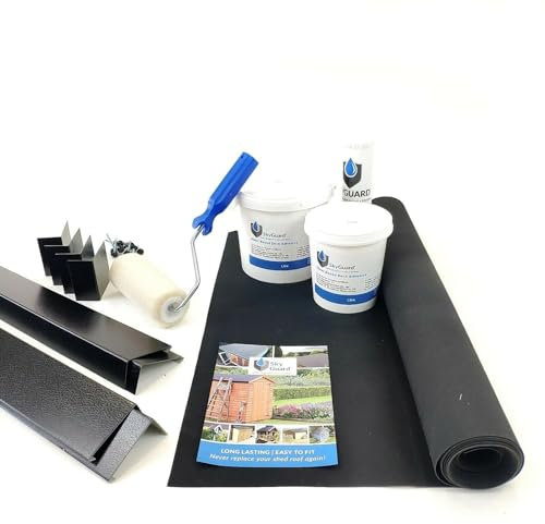 SkyGuard Rubber Roof Kit For Garden Rooms & Outbuildings, EPDM Membrane Trims & Adhesives - Longer Lasting Alternative to Roofing Felt for Sheds (2.8m x 3.0m)