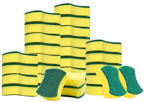 Paquete de 30 esponjas de limpieza de cocina, estropajo de doble cara, esponja ecológica antiarañazos, esponja de limpieza multiusos súper absorbente, ampliamente utilizada en cocina, baño, garaje,