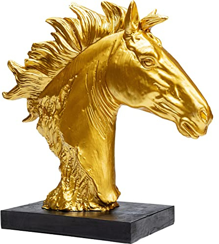 Kare Design Deko Objekt Fiesta, Pferdekopf, Pferd, Dekofigur, Gold, Artikelhöhe 41cm