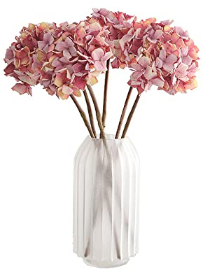 Fiori artificiali ortensia naturale realistica al tatto reale di simulazione secca ortensia per matrimoni, feste in casa, matrimoni, ufficio/negozio (rosa)