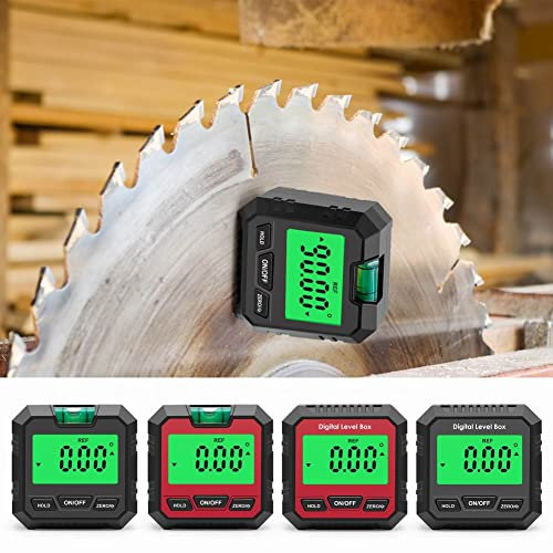JoyFan Cube d'angle de recherche de 90 degrés, Rapporteur d'angle numérique LCD étanche Inclinomètre Boîte biseautée pour scie à onglet, test et réparation automobile travail du bois (Noir)