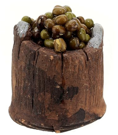 Holyart Holzkübel mit Oliven für Krippe 3,5cm hoch