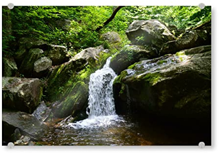 artboxONE Acrylglasbild 60x40 cm Natur Der Wasserfall im grünen Wald - Bild Wasserfall