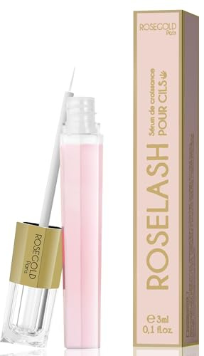 ROSEGOLD ROSELASH Wimpernserum natürliches Serum für längere, dichtere und dickere Wimpern - Zu 95% aus natürlichen Inhaltsstoffen - Ohne Hormone, ohne Parfüm (1 Monat)