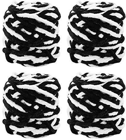 4er Pack 100g Strickwolle Wolle zum Häkeln Strickgarn Sockenwolle zum Stricken Bunte Acrylgarn Knäuel Häkelgarn Mehrfarbiger Set für Decken Pullover Schuhe Mützen Schals Style H