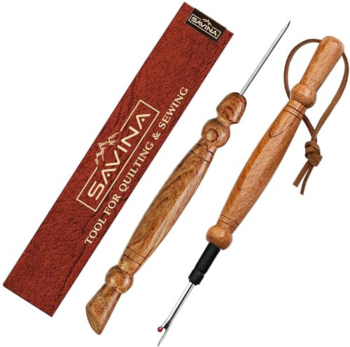 Savina Nahttrenner & Stiletto zum Nähen/Quilten, Fadenreißwerkzeug, Presser – Präzisions-Platzierungswerkzeug, um Nähte richtig zu legen – Holz Nähen Quilten Werkzeuge Set