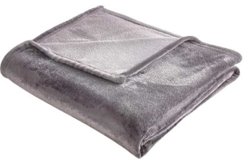 casa pura Kuscheldecke 220x240cm große Flauschige & weiche Sofadecke als Schlafzimmer Deko aus Flanell 1cm Dicke Sofaüberwurf Wärmedecke für Zimmer Deko, Balkon, Camping, Hellgrau Grace