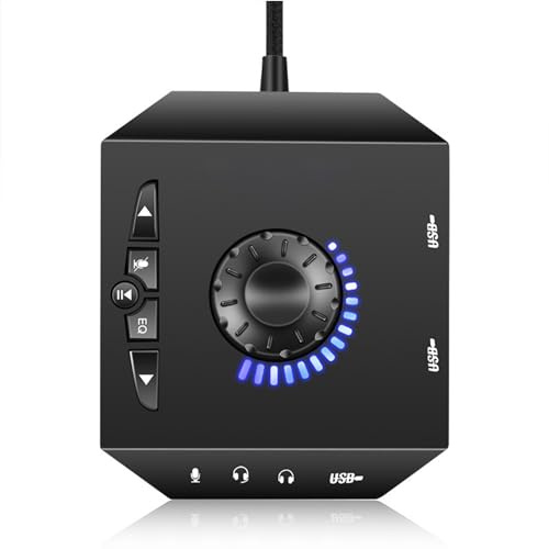 ZTGD External 7.1 Channel Audio Adapter with USB2.0/3.5mm Jack Plug-Play Drive-Free Professional Computer USB External Sound Card for PC Computer Laptop Amplifier Black
