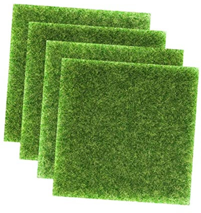 VANZACK 4pcs Artificial Turf Mat Fake Grass Cushion Fake Plant Outdoor Rug for Garden Landscaping Decor