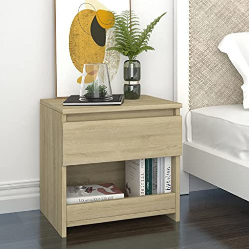 THOYTOUI Nachttisch, Nachtschränkchen Schreibtisch Telefontisch Konsolentisch Geeignet für Büro Wohnung Hotel Schlafzimmer Sonoma-Eiche 40 x 30 x 39 cm Holzwerkstoff