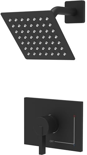 SOOOHOT Black Shower Head and Handle Set, Shower Faucet Set with 6-Inch Rain Shower Head, Single-Handle Shower Trim Kit(Valve Included)