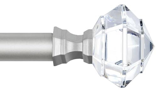Gardinenstange 80 bis 148 cm, HOTOZON 19mm Ausziehbare Vorhangstange für Wohnzimmer, Esszimmer, Küche und Arbeitszimmer, Diamantfoemige Endstücke, Silber