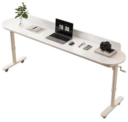 Betttisch Auf Rollen Höhenverstellbar Von 70-97cm Overbed Table Aus Massivholzspanplatte und Metallrahmen für Arbeitszimmer, Büro, Schlafzimmer
