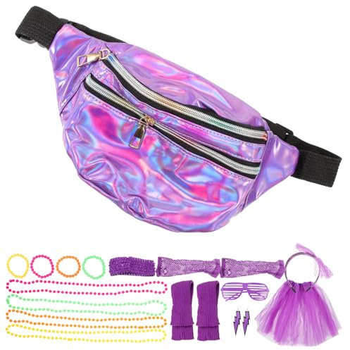 GAROZATION 1satz Retro Jahre Damen Kostümset Neon Accessoires Mit Halskette Armbändern Fischernetz-handschuhen Und Mehr Für Karneval Und Partys Für Frauen Und Mädchen