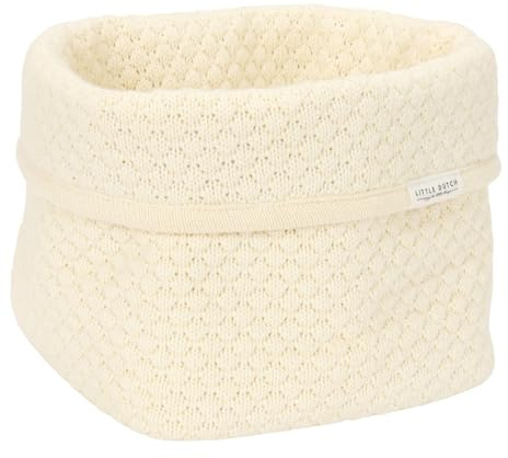 Little Dutch Wickeltischkörbchen Körbchen Korb Utensilo Organizer für den Wickeltisch Baby Strick klein Soft White weiß - Pure