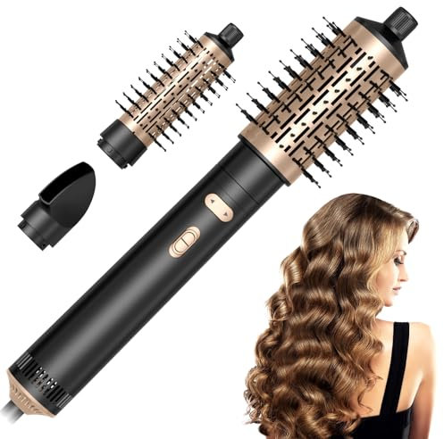 3 in 1 Ionic Hair Styler With Thermal Brush, 200 Millions Negative Ion Hair Dryer Set, 38/50MM Detachable Head, Hot Tool for Root Volume and Loose Curls (Black)