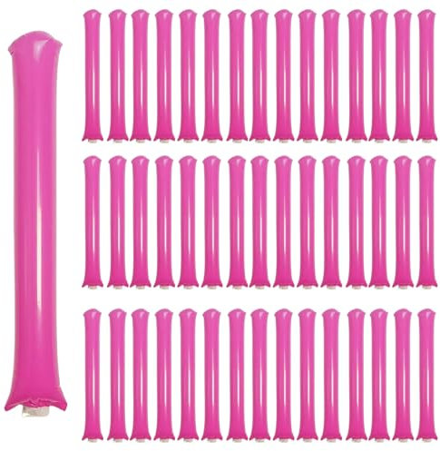 ROSEBB 48pcs Round Head Boom Sticks Thunder Sticks Cheering Sticks Team Spirit Plastic Cheerleading Spirit Stick Clapper Inflatable Noise Maker Sports Supply (Pink)