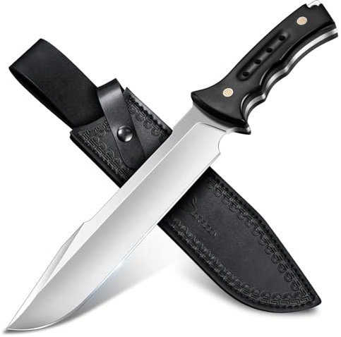 Purple Dragon Großes Outdoor Messer – 5mm Klingenrücken, Full Tang Survival Messer aus Hochkohlenstoffstahl, Machete mit Scheide, Ideal für Bushcraft Camping, Holz hacken, Geschenk für Männer, Schwarz