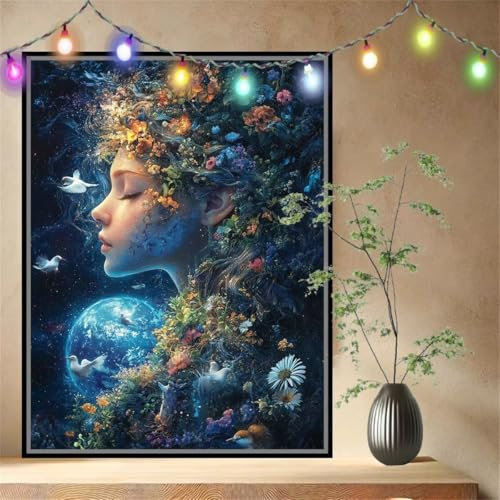 Malen nach Zahlen Erwachsene Mädchen,Erde,Paint by Numbers Knitterfreie Leinwand Kit für Anfänger,DIY Basteln Acrylfarbe Handgemalt Ölgemälde Kit für Wand Dekoration Geschenk (100x133cm) 54N-3219