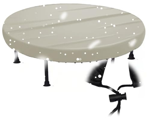 Trampolin Abdeckung Runden,210d Oxford Wasserdichte Abdeckplanefür Trampoline für Outdoor Garten，Wetterschutzplane Schutzhülle für Trampolin mit Verstellbarer Kordelzug(Size:102*11cm,Color:Beige)