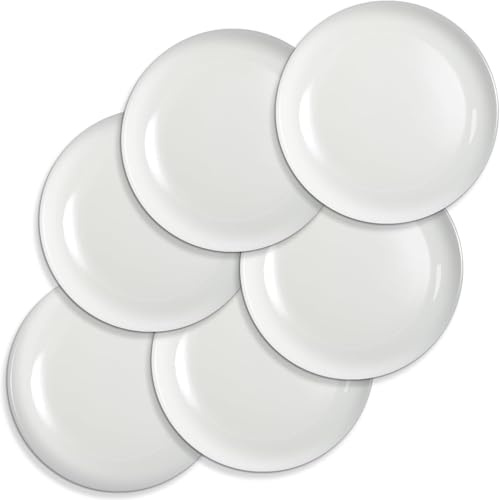 EXTRAPINS 6 Stück Porzellan Dessertteller Set 17.78 cm | Vorspeisenteller Keramik Weiße Salatteller Kleine Speiseteller Mikrowellen Spülmaschinenfest, für Kuchen Snacks Beilagen
