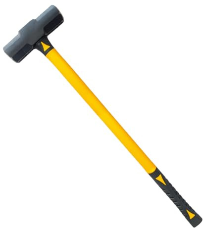 JRSDRIVE Sledge Hammer 6 LB with 33 Inch Fiberglass Handle Length Powder Coated with Polished face Heavy Duty Metalworking Tools for Automotive, Industrial, and Construction E-2257