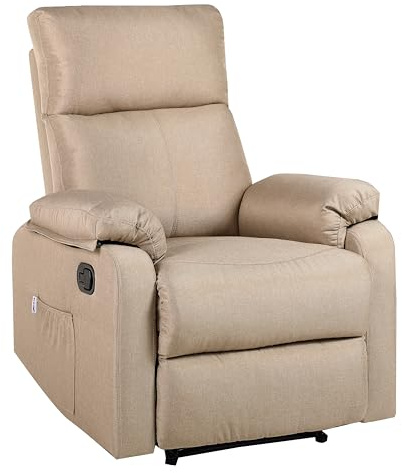 ECODE® Sillón Reclinable Manual de Tela con Calor Lumbar, Reposabrazos Lavables y USB de Carga – Comodidad para Personas Mayores en Salones o Espacios Reducidos