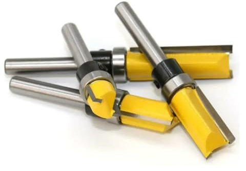 EDEDE Lathe Turning Tool Set, Milling Cutter 1/4 Handle Milling Cutter Copy Trimming Knife Shank Top Bearing Flush Trim Pattern Woodworking Tools Accessories(6.35x12.7x38)